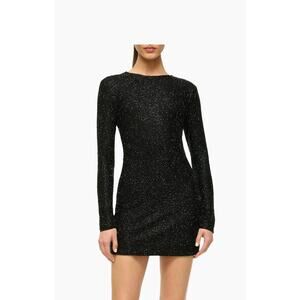 Staud Paradise Black Long-Sleeve Minidress - Size Medium (see pics and narrative
